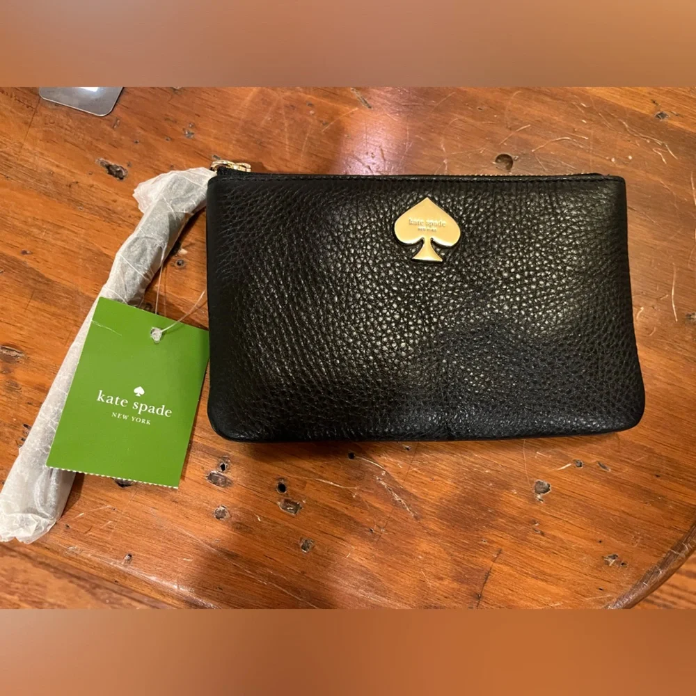 ♠️ Kate Spade NY Leroy Street Black Pebbled Leather Bee Wristlet Wallet, NWT - Picture 2 of 8